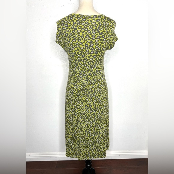 BODEN Leopard Animal Print Jersey Knee Length Dress Cap Sleeve Size 8 - Picture 4 of 11